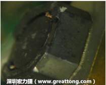 使用銀(Ag)鍍層的電源電感器(Power Inductors)，經(jīng)過推力測試后，零件端點上已經(jīng)看不到任何鍍層的痕跡了，所以其耐推力就比較小。