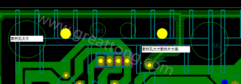 PCB設計中，散熱孔散熱片設計不當，造成很多電源板斷裂