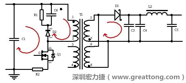 元件布局的時候，要優(yōu)先考慮高頻脈沖電流和大電流的環(huán)路面積，盡可能地減小,以抑制開關(guān)電源的輻射干擾