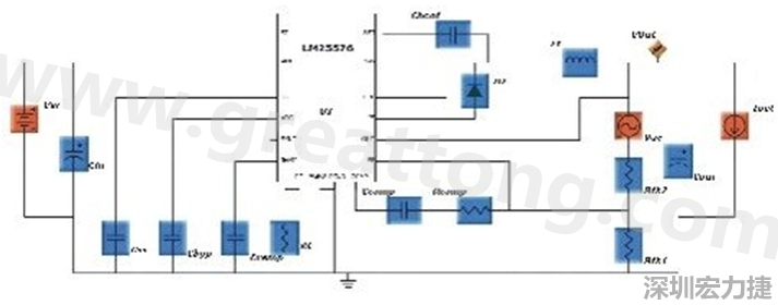 參考圖1的電流通路：把FET在導(dǎo)通狀態(tài)下流經(jīng)的通路標(biāo)記為紅色；把FET在關(guān)斷狀態(tài)下的迴路標(biāo)記為綠色。