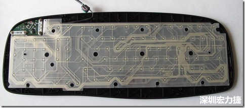 現(xiàn)在的電腦鍵盤拆開被蓋后就只看到一片約5mmx3mm的電路板及兩片取代原本電路板的PTF。