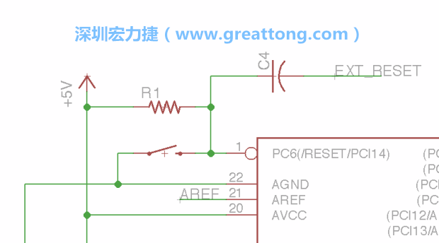 很多PCB設(shè)計者的設(shè)計不符合人體工學，他們使用很小的按鈕、不方便的元件配置和難以解讀的標簽，千萬不要變成這樣！這次我們的設(shè)計有一個大小合適的重置按鈕（reset button）和可以清楚辨認是否已經(jīng)接上電源的LED指示燈。