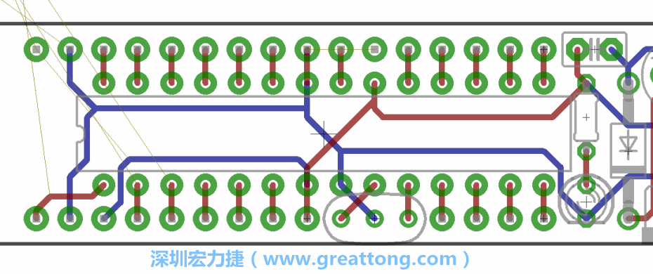 如果可以的話盡量讓接地線保持在電路板的背面，這樣它們就可以在可能范圍內(nèi)和最大的接地面連結(jié)在一起。