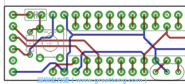 4.2. 然后在電路板的背面進行布線。