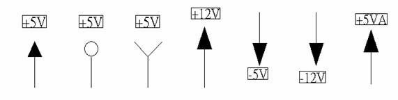 電源符號有下列幾種，可使用鍵盤 [Ctrl + Tab] 鍵切換：