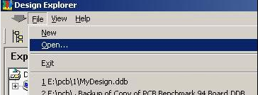打開Protel 99 SE，點(diǎn)擊File菜單選擇“Open”打開需轉(zhuǎn)換的文件